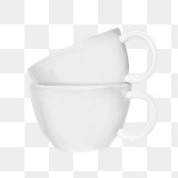 White ceramic mugs png sticker, utensil image on transparent background