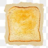 Toast breakfast png sticker, ripped paper, transparent background