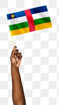 Central African Republic's flag png in black hand sticker on transparent background