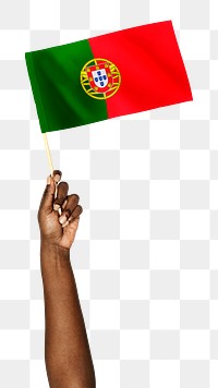 Flag of Portugal png in black hand sticker on transparent background