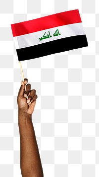 Iraq's flag png in black hand sticker on transparent background