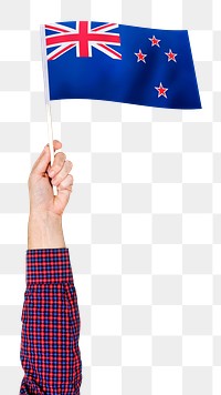 New Zealand's flag png in hand sticker on transparent background