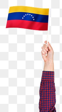 Venezuela's flag png in hand sticker on transparent background