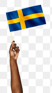 Flag of Sweden png in black hand sticker on transparent background