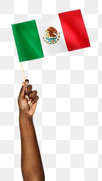 Mexico's flag png in black hand sticker on transparent background