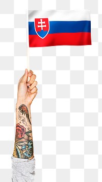 Png Slovak Republic's flag in tattooed hand sticker on transparent background