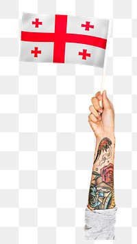 Png Georgia's flag, tattooed hand sticker, national symbol, transparent background