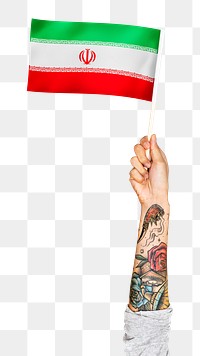 Png Iran's flag, tattooed hand sticker, national symbol, transparent background