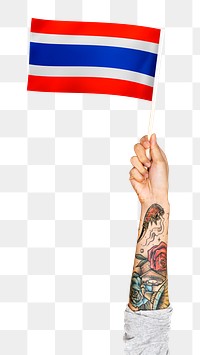 Png Thailand's flag, tattooed hand sticker, national symbol, transparent background