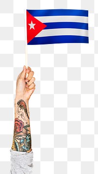 Png Cuba's flag, tattooed hand sticker, national symbol, transparent background