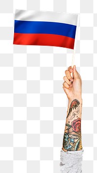 Png Russia's flag in tattooed hand sticker, national symbol, transparent background