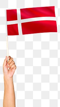 Denmark's flag png in hand sticker on transparent background