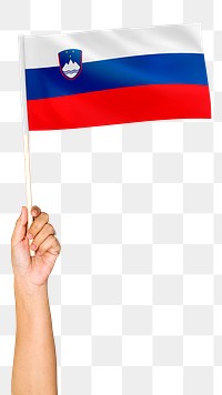 Png Slovenia's flag in hand sticker on transparent background