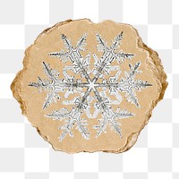 Aesthetic snowflake png sticker, ripped paper, transparent background