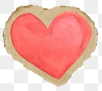 Red heart png sticker, ripped paper, transparent background