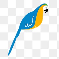 Blue parrot bird png clip art, aesthetic tropical illustration on transparent background