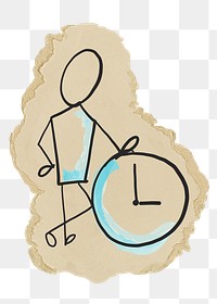 Human clock doodle png sticker, transparent background