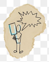 Person protesting doodle png sticker, transparent background