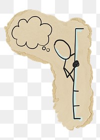 Person lurking doodle png sticker, transparent background