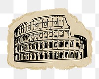 The Colosseum png sticker, ripped paper, transparent background