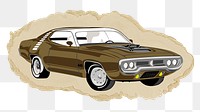 Classic car png sticker, ripped paper, transparent background