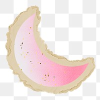 Crescent moon png sticker, ripped paper, transparent background