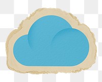 Blue cloud png sticker, ripped paper, transparent background