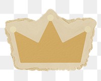 Gold crown png sticker, ripped paper, transparent background