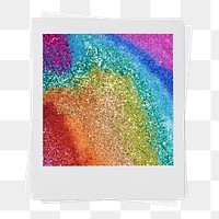 LGBTQ rainbow sparkles png sticker, instant photo on transparent background