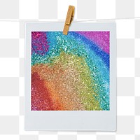 LGBTQ rainbow sparkles png sticker, instant photo on transparent background