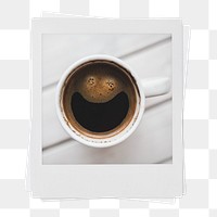 Espresso coffee png instant photo sticker, beverage aesthetic on transparent background