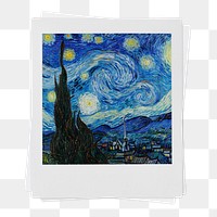 Png Vincent Van Gogh's The Starry Night instant photo, transparent background, remixed by rawpixel