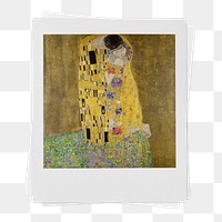 Gustav Klimt's png The Kiss instant photo, transparent background, remixed by rawpixel