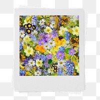 Spring flowers png sticker, aesthetic instant photo on transparent background