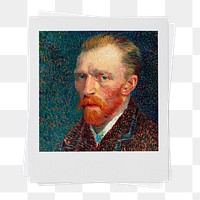 Png Vincent Van Gogh's famous self-portrait instant photo, transparent background, remixed by rawpixel