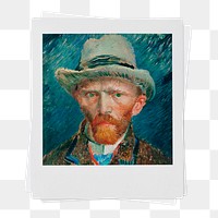 Png Vincent Van Gogh's famous self-portrait instant photo, transparent background, remixed by rawpixel