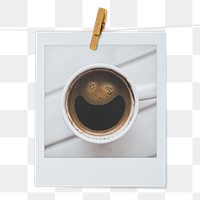 Espresso coffee png instant photo sticker, beverage aesthetic on transparent background