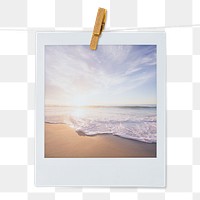 Beach wave png sticker, instant photo, summer aesthetic image on transparent background