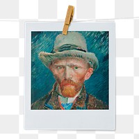 Png Vincent Van Gogh's famous self-portrait instant photo, transparent background, remixed by rawpixel