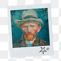 Png Vincent Van Gogh's famous self-portrait instant photo, transparent background, remixed by rawpixel