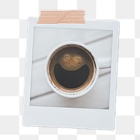 Espresso coffee png instant photo sticker, beverage aesthetic on transparent background