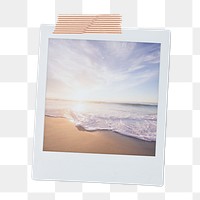 Beach wave png sticker, instant photo, summer aesthetic image on transparent background