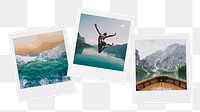 Summer aesthetic png sticker, instant photos mood board on transparent background