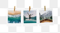 Summer aesthetic png sticker, instant photos mood board on transparent background