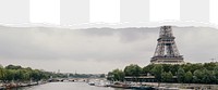 Eiffel tower, Paris png ripped paper border, transparent background