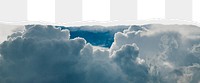 Cloudy sky png ripped paper border, transparent background