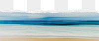 Abstract seascape png ripped paper border, transparent background