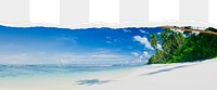 Tropical beach png ripped paper border, transparent background