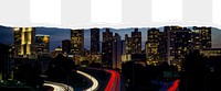 Night city png ripped paper border, transparent background