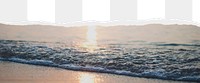 Beach wave png ripped paper border, transparent background